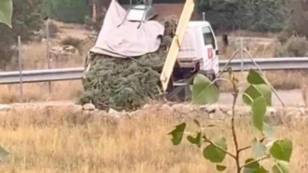 Un vecino del municipio tirando basura donde no está permitido.