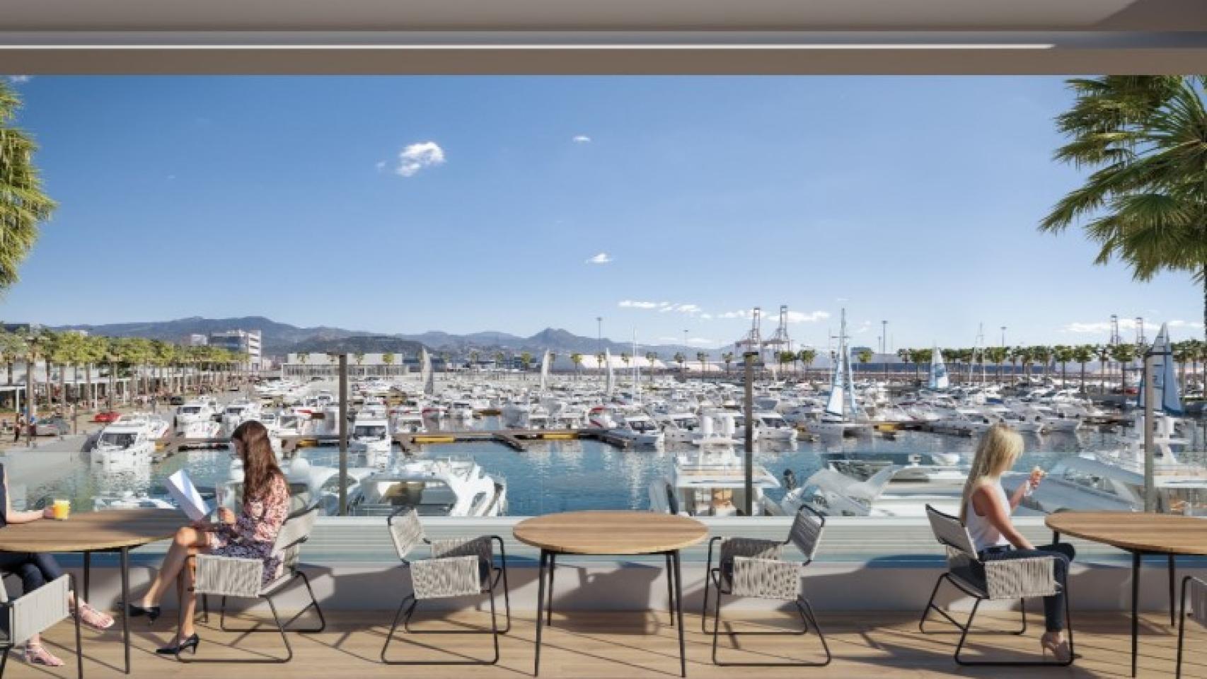 Infografía del futuro puerto deportivo de San Andrés, en Málaga.