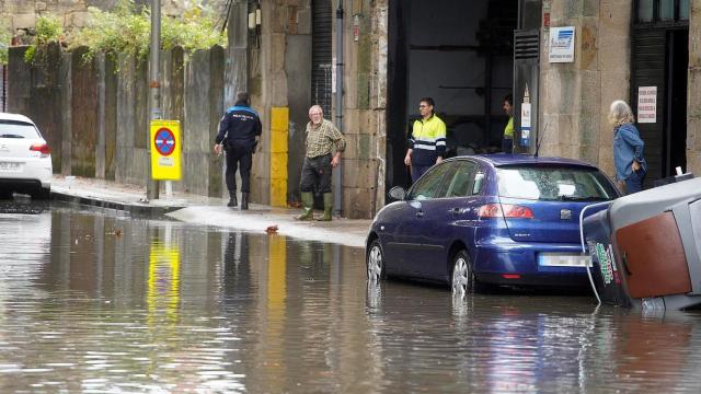 Inundaciones durante el paso de la borrasca ‘Aline’ en Vigo.