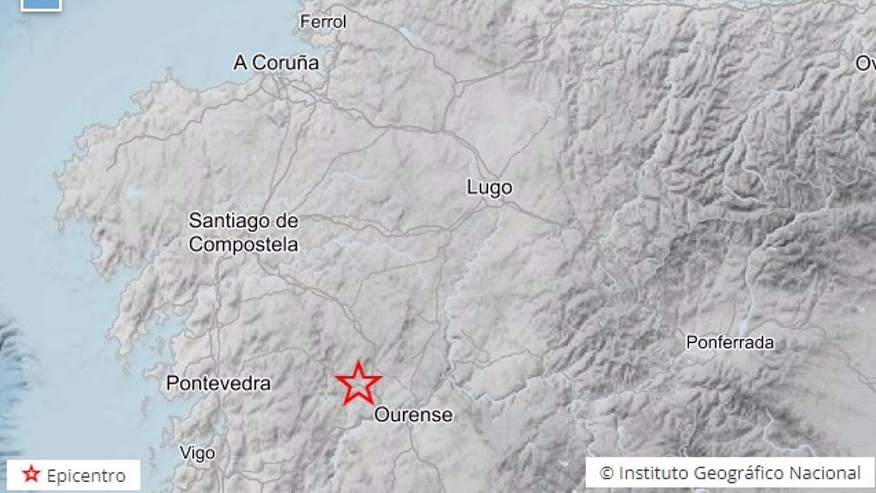 Captura del Instituto Geográfico Nacional que registró el movimiento en O Carballiño.
