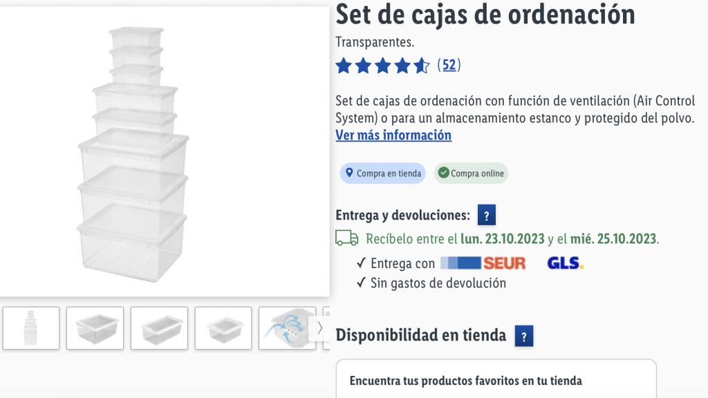 Set de cajas de ordenación.