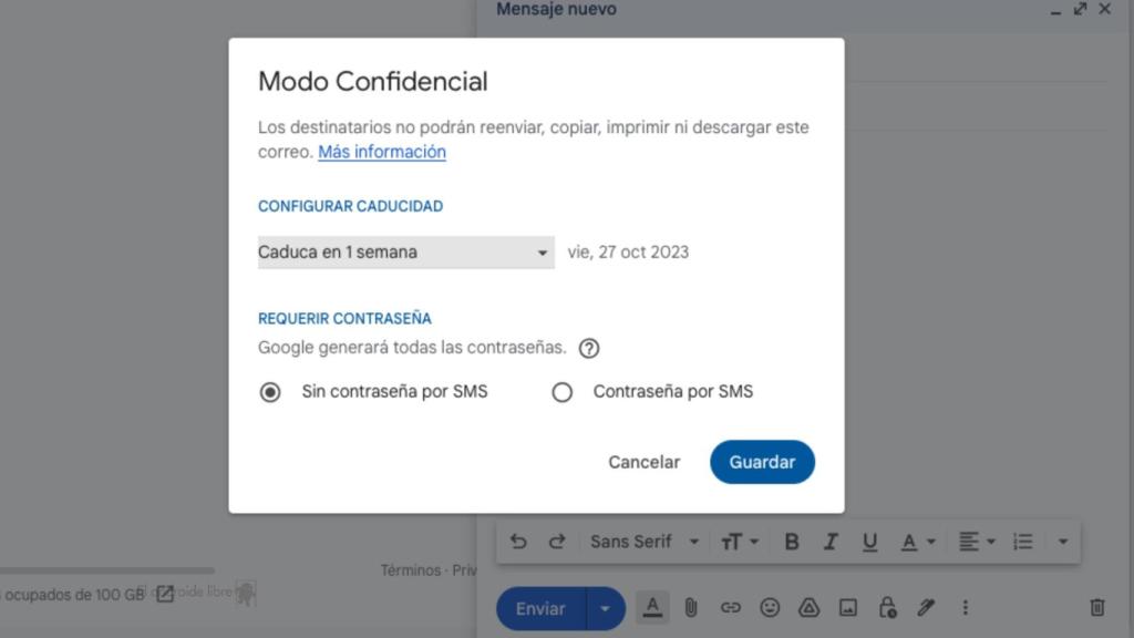 Modo confidencial en Gmail