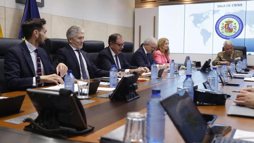 El ministro del Interior en funciones, Fernando Grande-Marlaska, presidiendo la Mesa de Valoración de la Amenaza Terrorista.