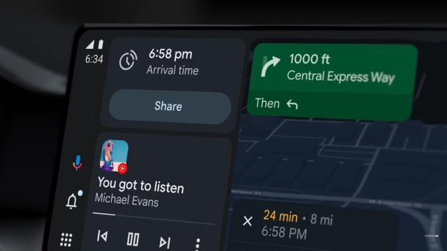 Android Auto ejecutando YouTube Music y Google Maps