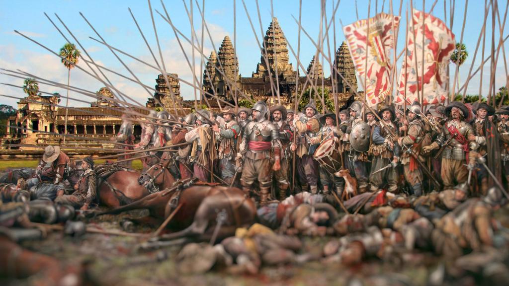 El español Blas Ruiz de Hernán González y su ejército, luchando en Camboya.