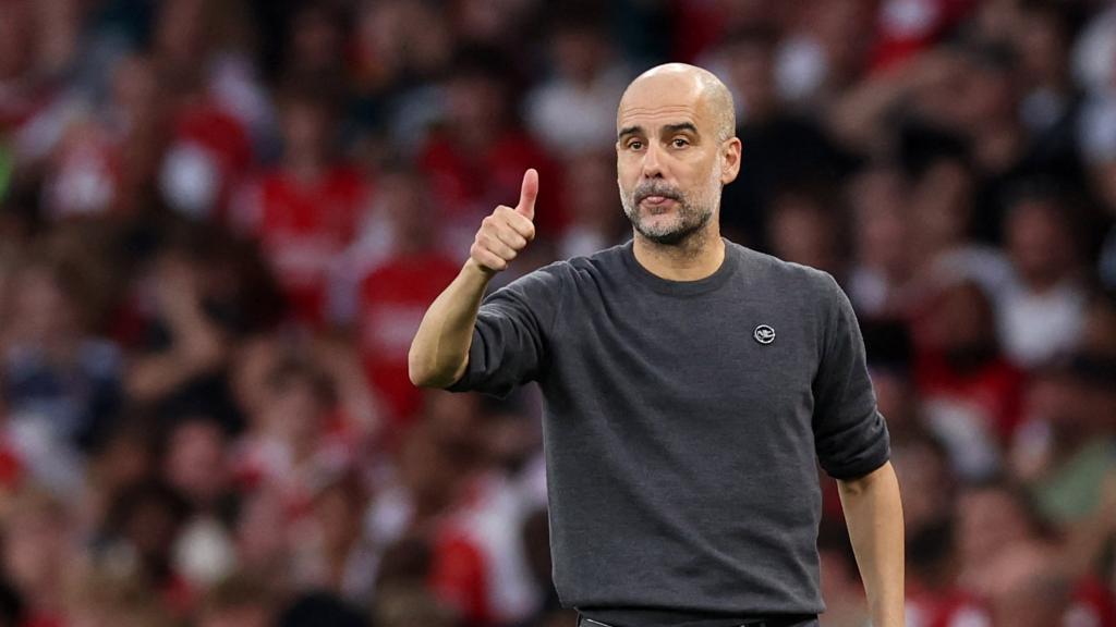 Guardiola, durante un partido del Manchester City