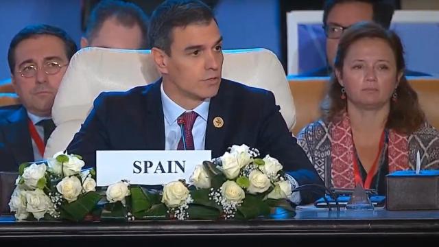 Pedro Sánchez  en Egipto, este sábado.