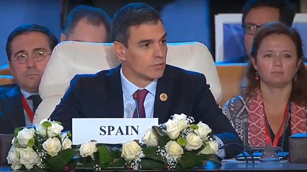 Pedro Sánchez  en Egipto, este sábado.