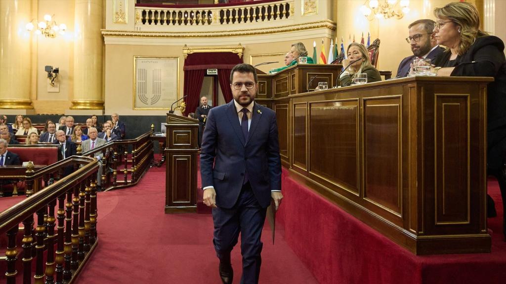 Pere Aragonès, tras intervenir el pasado jueves en el Senado para defender la amnistía y el referéndum de autodeterminación de Cataluña./