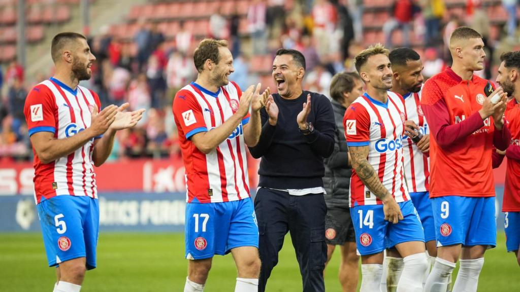 Los jugadores del Girona celebran un triunfo en LaLiga.