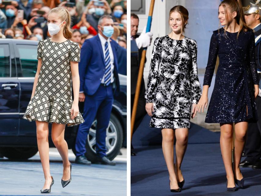Leonor, con dos looks en los Princesa de Asturias de 2021 y 2022.