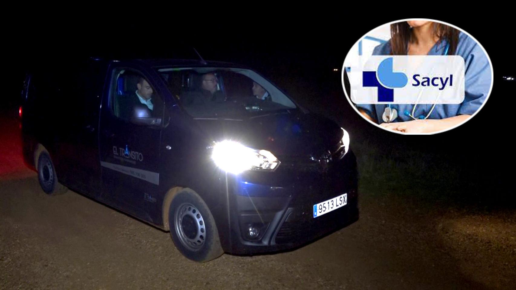Coche funerario en la zona del suceso en Roales del Pan