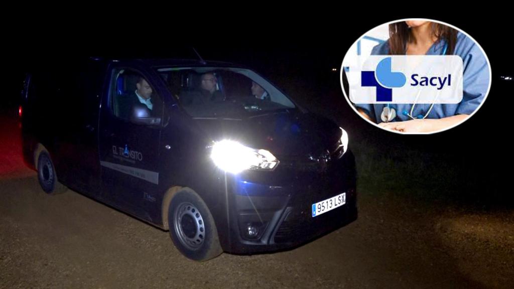 Coche funerario en la zona del suceso en Roales del Pan