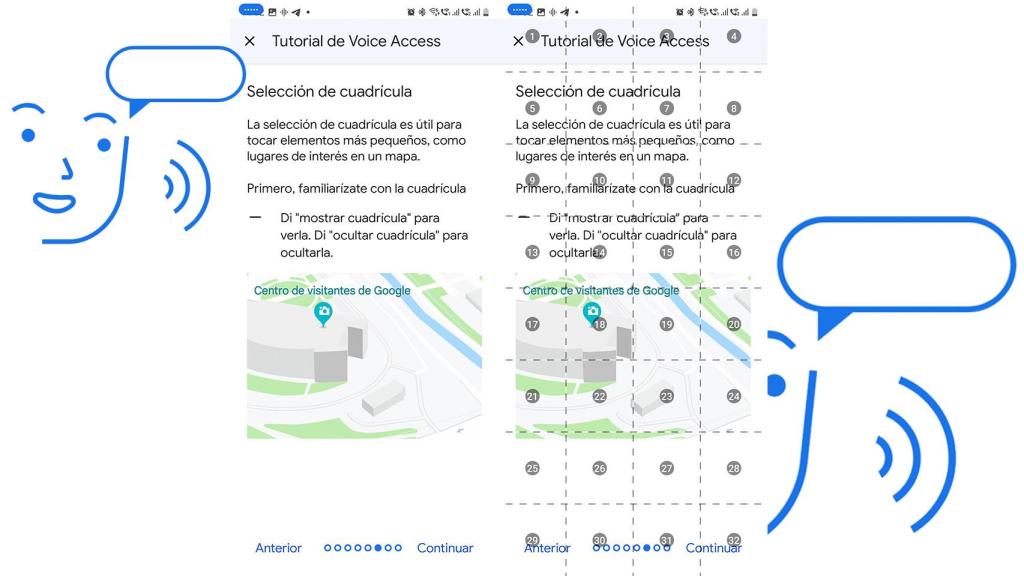 Vista de cuadrícula en Voice Access