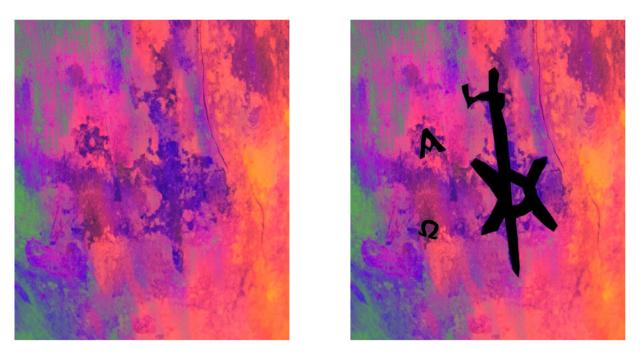 Imágenes del tatuaje documentado en el pie de un individuo de la necrópolis de Sudán.