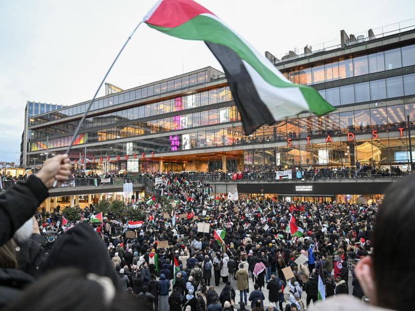 Manifestación antisemita en Estocolmo, Suecia.