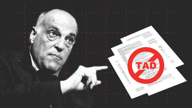 Javier Tebas, en un fotomontaje