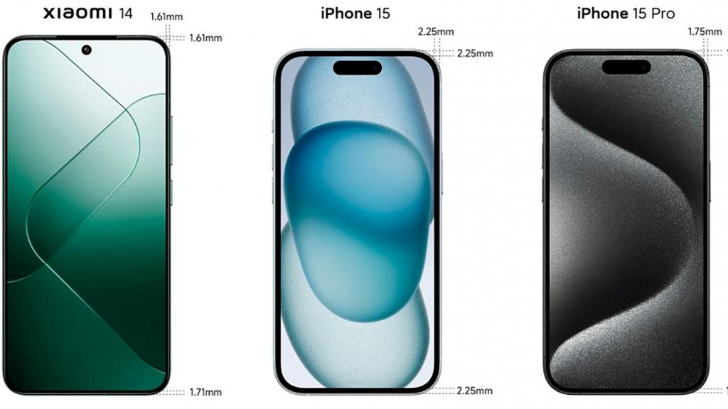 Comparativa del Xiaomi 14 frente al iPhone 15 y 15 Pro