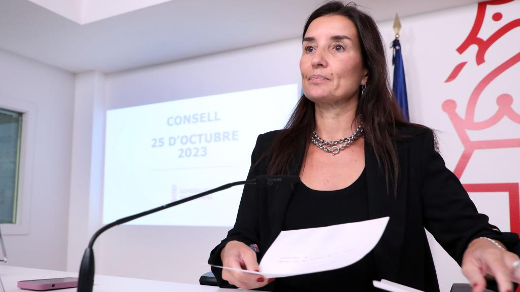 La portavoz del Consell, Ruth Merino, en la rueda de prensa de este miércoles. EE