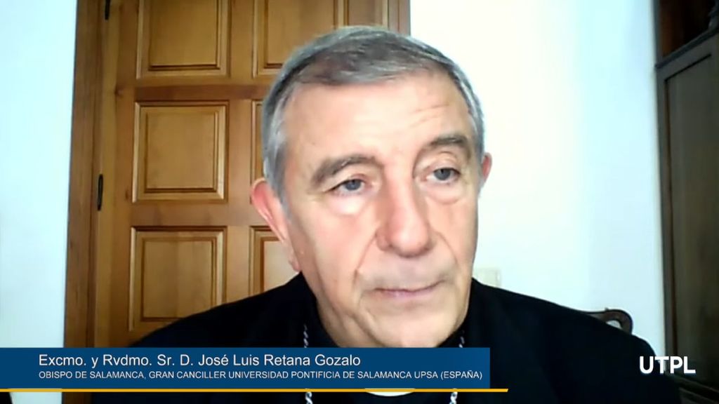 Momento de la intervención del Gran Canciller de la UPSA, monseñor José Luis Retana