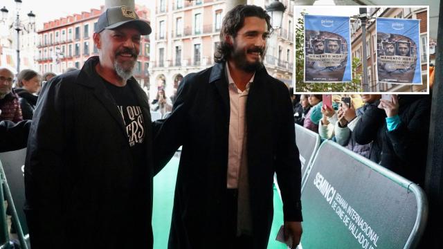 El escritor César Pérez Gellida y el actor Yon González en el estreno de 'Memento Mori' en Valladolid