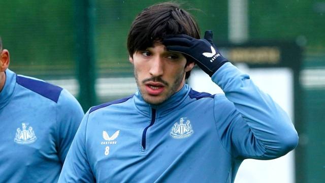 Sandro Tonali, en uno de los últimos entrenamientos del Newcastle.