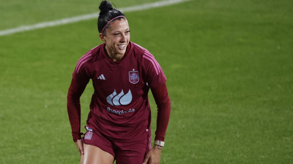 Jenni Hermoso, durante un entrenamiento con la Selección femenina.
