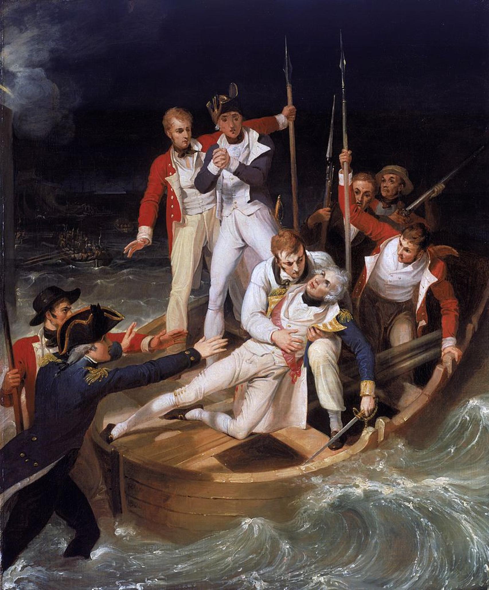 Nelson herido durante el asalto a Tenerife.