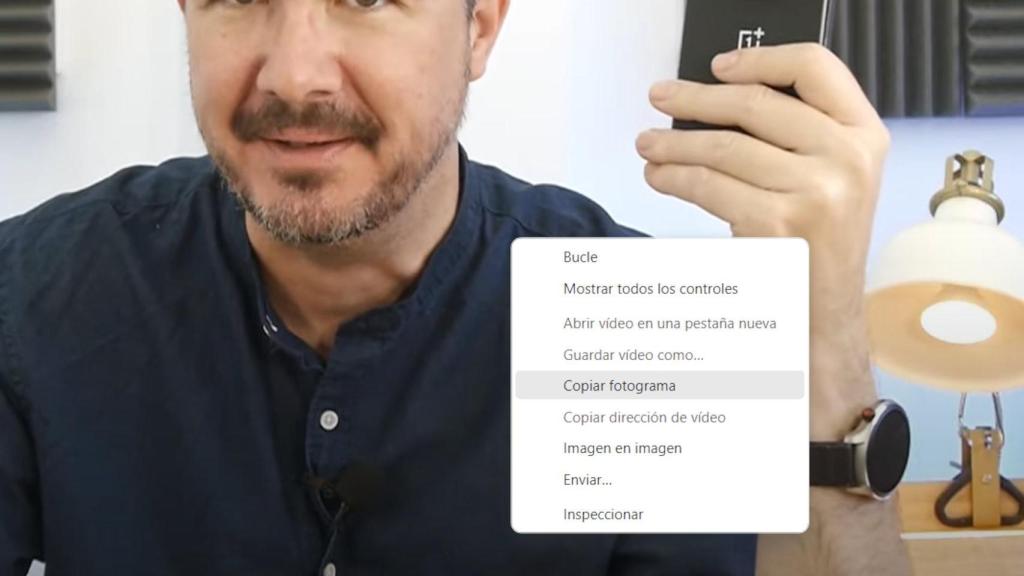 Opción de Chrome para capturar el fotograma de un vídeo de YouTube