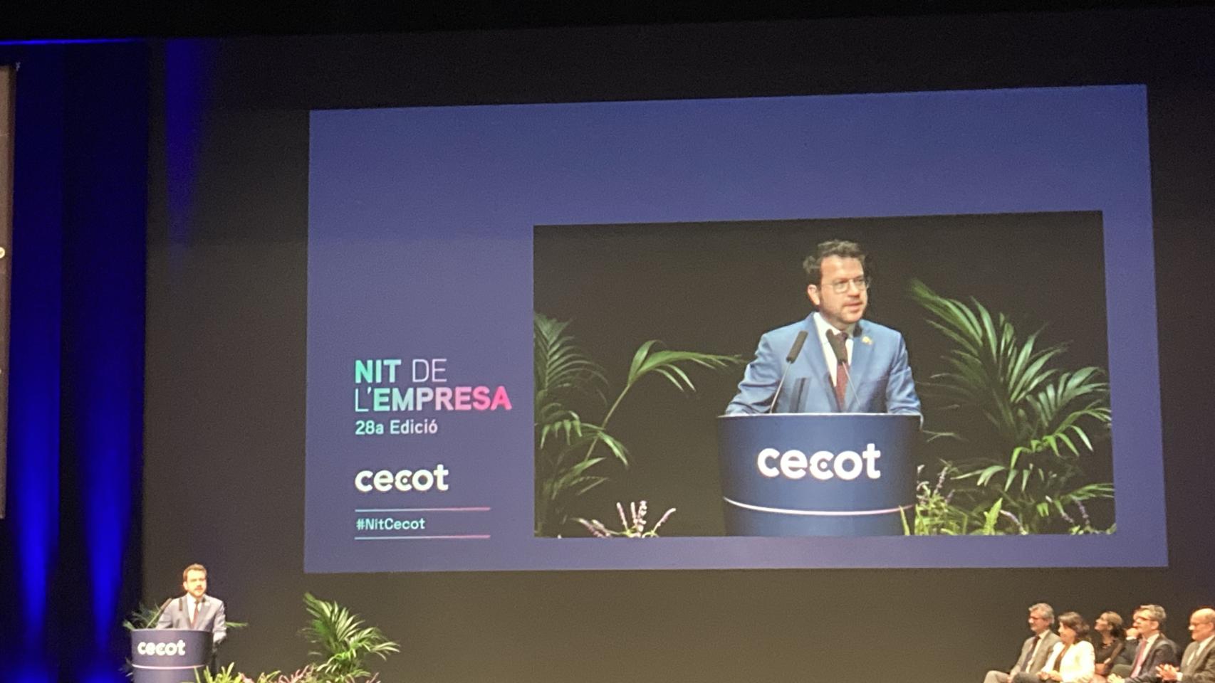 Pere Aragonès, en el acto de Cecot