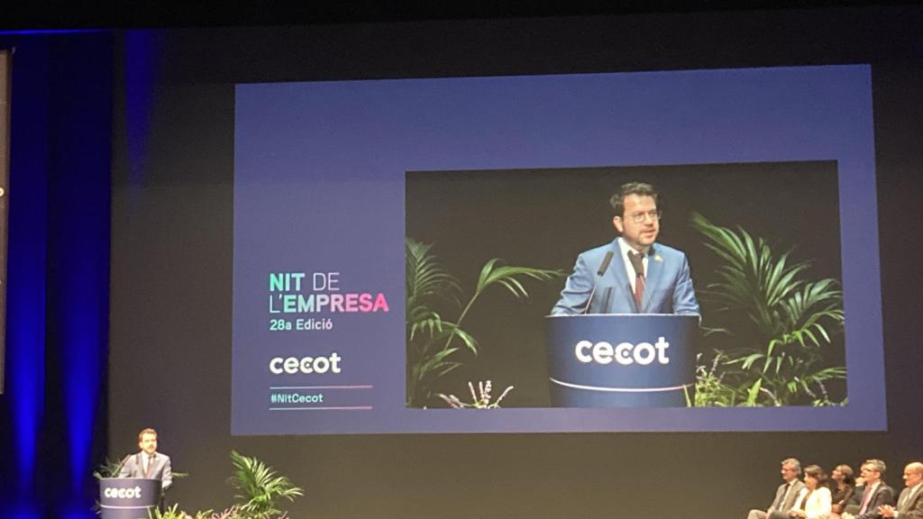 Pere Aragonès, en el acto de Cecot