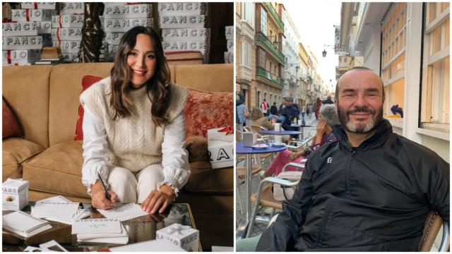 Tamara Falcó (i), con la edición limitada de chocolates Pancracio, empresa que fundó Pablo Álvarez (d).