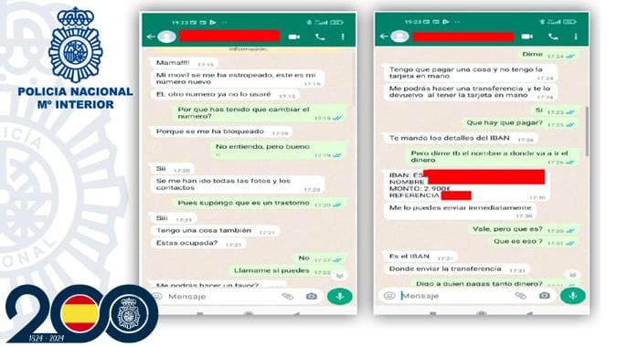 Imágenes de los mensajes que los estafadores enviaban a sus víctimas