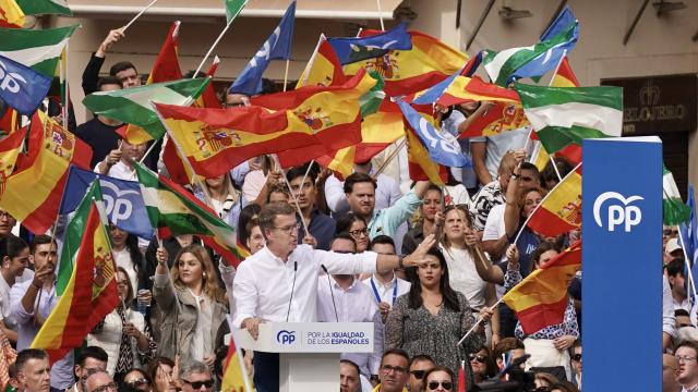 Alberto Núñez Feijóo, en su mitin contra la amnistía este domingo