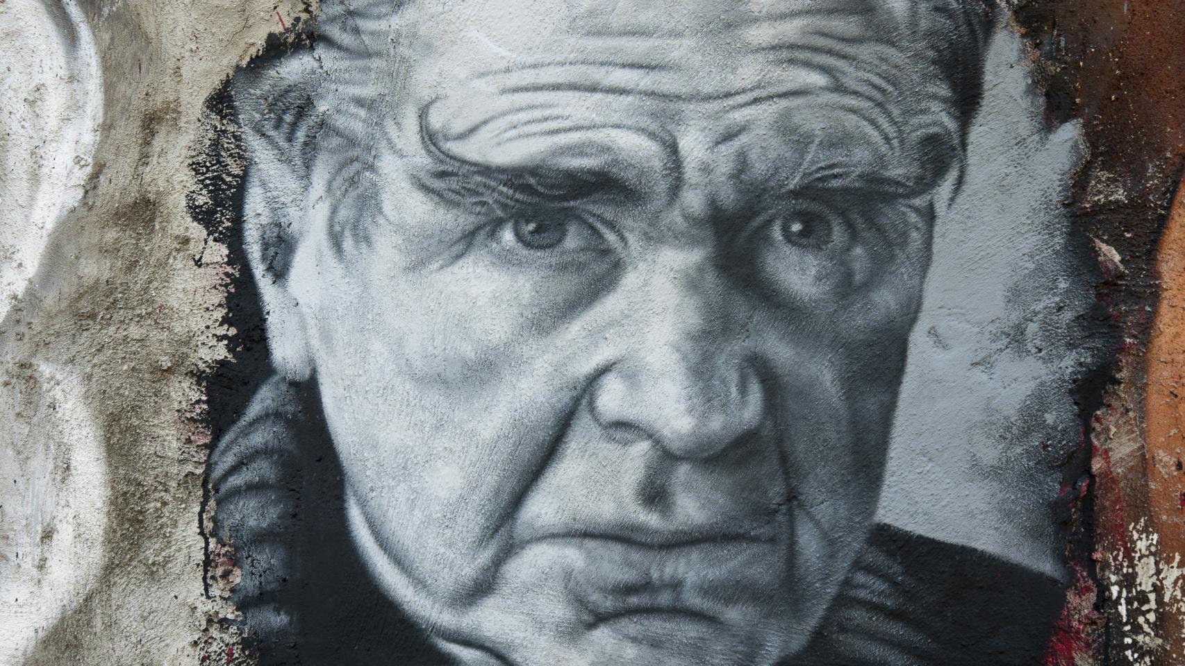 Retrato de Emil Cioran en un mural callejero. Foto: Thierry Ehrmann / CC BY 2.0