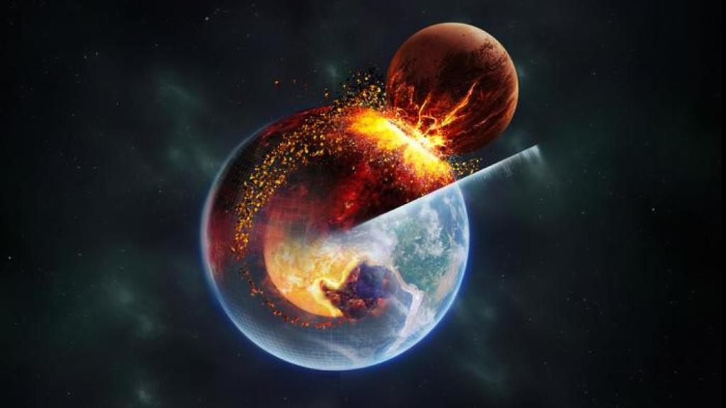 Ilustración de la colisión que pudo sufrir la Tierra con otro planeta hace 4.500 años.
