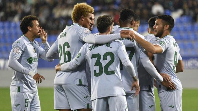 Los jugadores del Getafe celebran un gol en la Copa del Rey.