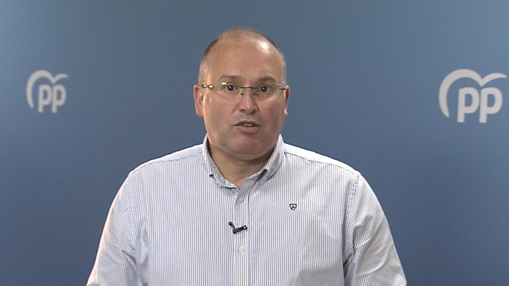El vicesecretario de Organización del PP, Miguel Tellado, este lunes en Génova.