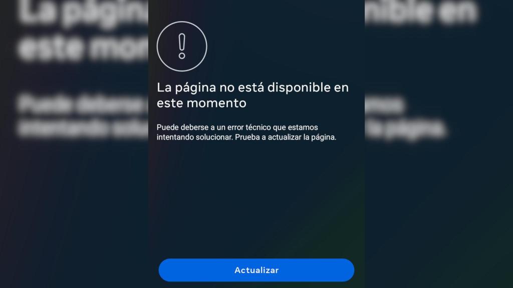 Mensaje de error de Instagram