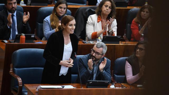 La portavoz de Más Madrid en la Asamblea de Madrid, Mónica García, interviene durante un pleno en la Asamblea de Madrid.