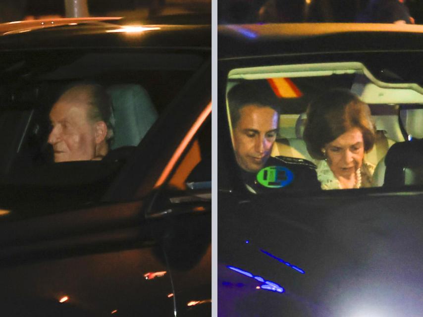 Los Eméritos, cada uno en su coche, llegando a la fiesta de Leonor.