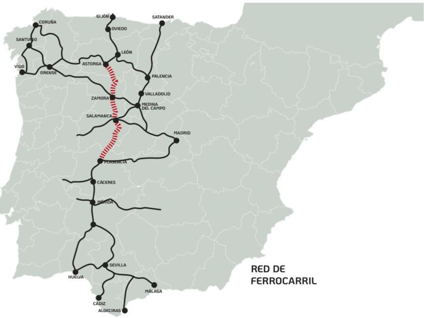 Imagen del recorrido del corredor de la Ruta de la Plata.
