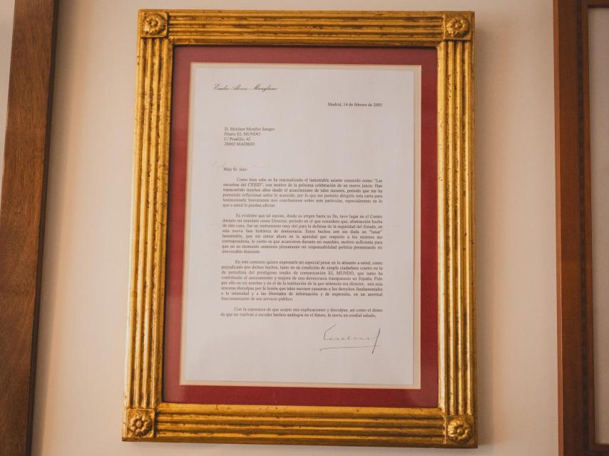 La carta de disculpas enviada por Manglano a Melchor Miralles.