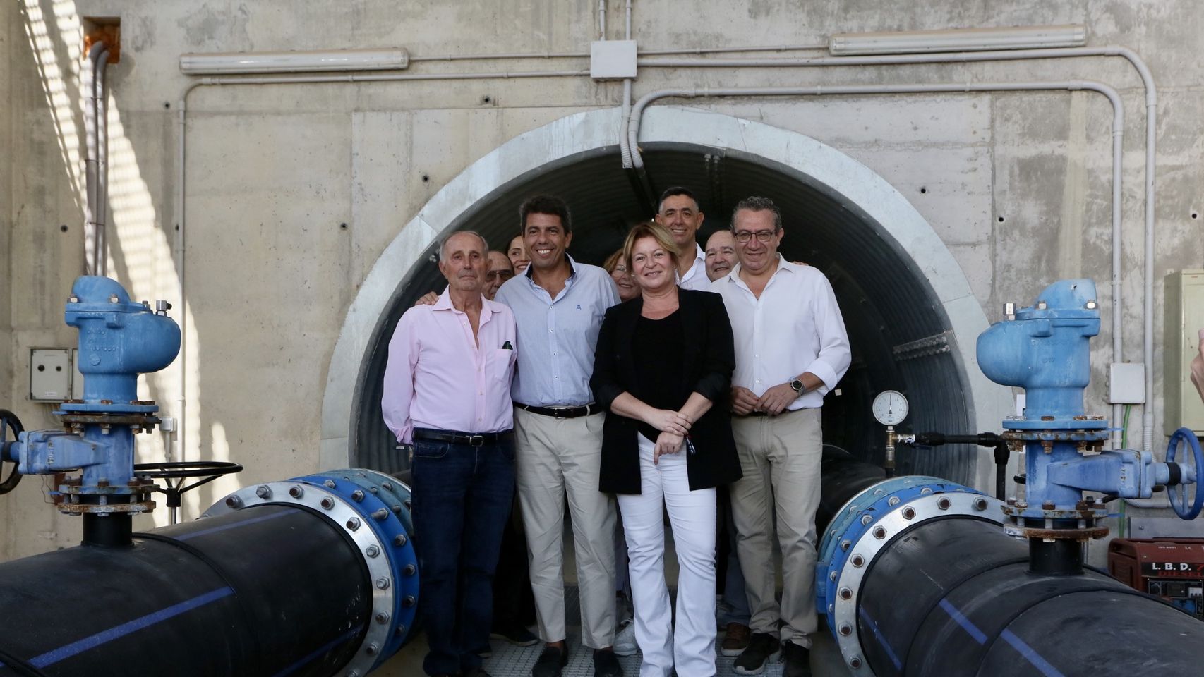 Carlos Mazón, Ana Serna y Toni Pérez en la reciente inauguración de una infraestructura hídrica en Albatera.