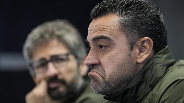 Xavi Hernández, durante la rueda de prensa del FC Barcelona.