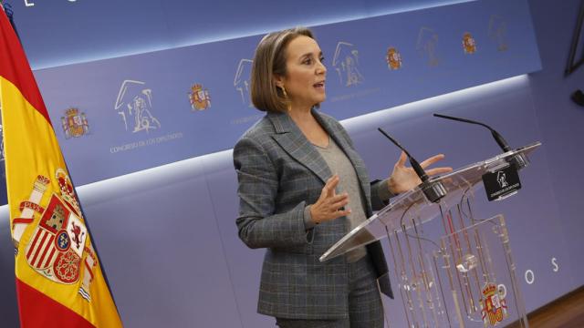 Cuca Gamarra, este viernes en la sala de prensa del Congreso.