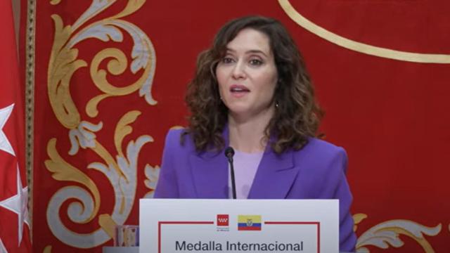 Isabel Díaz Ayuso en el acto celebrado en la Puerta del Sol.