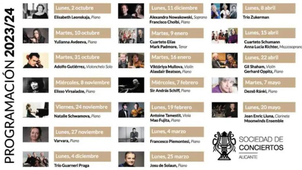 Programación de la temporada 2023-2024 de la Sociedad de Conciertos de Alicante