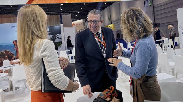 El presidente de la Diputación de Alicante, Toni Pérez, durante la World Travel Market.