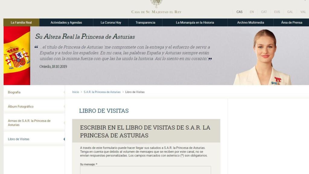 Nueva imagen de la página de Leonor y libro de visitas.